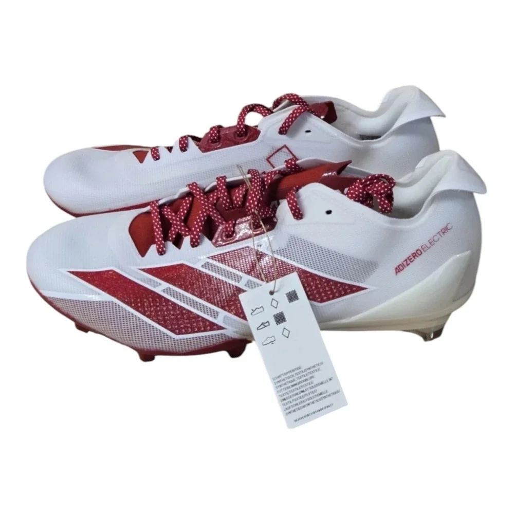 Adizero Electric+ II Men Size 11 Football Cleats White Red IE6288 Speed TPU Heel